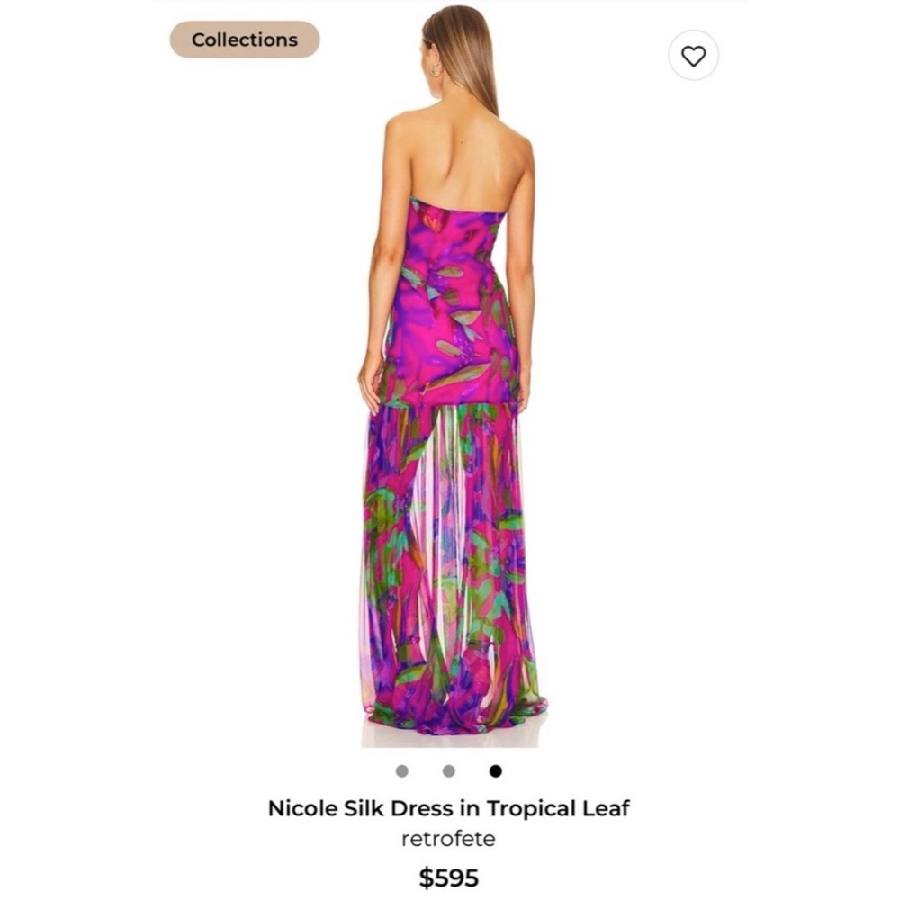 Retrofete - Nicole Dress in Tropical Leaf - size XS - Picture 2 of 5